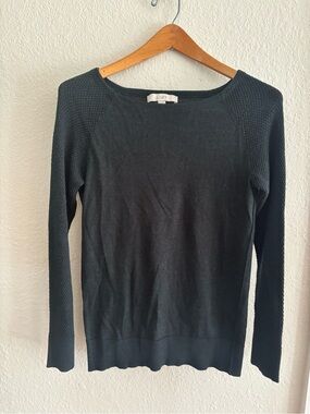 LOFT Green Long-Sleeve Knit Sweater- Wool- Small